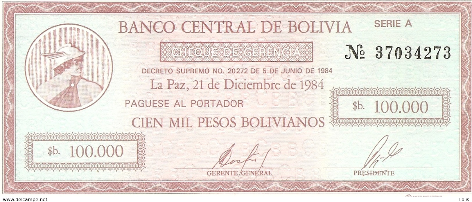 Bolivia  P-188  100000  Bolivianos  1985  UNC - Bolivie