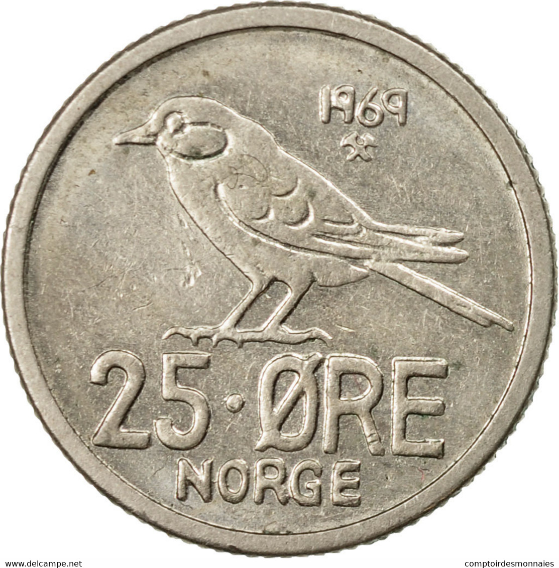 Monnaie, Norvège, Olav V, 25 Öre, 1969, TTB, Copper-nickel, KM:407 - Norvège