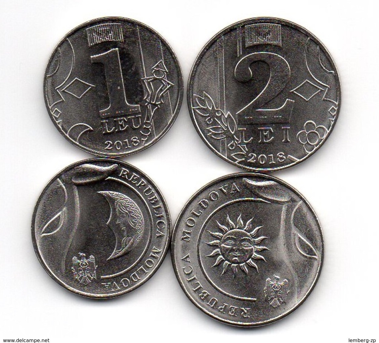 Moldova - 1 + 2 Lei 2018 UNC Set 2 Coins Lemberg-Zp - Moldova