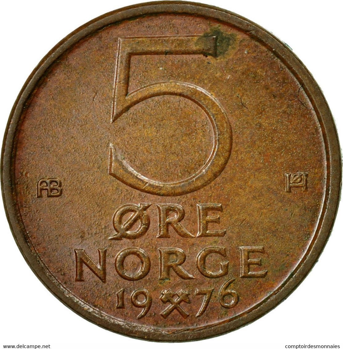 Monnaie, Norvège, Olav V, 5 Öre, 1976, TTB, Bronze, KM:415 - Norvège