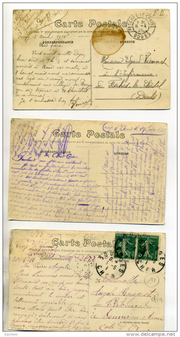 18 AVORD 3 Cartes Baignade Militaires 1911  Centre Aviation 1913 Ert Quartier Du Train 1915  Militaria    /D08-2015 - Avord