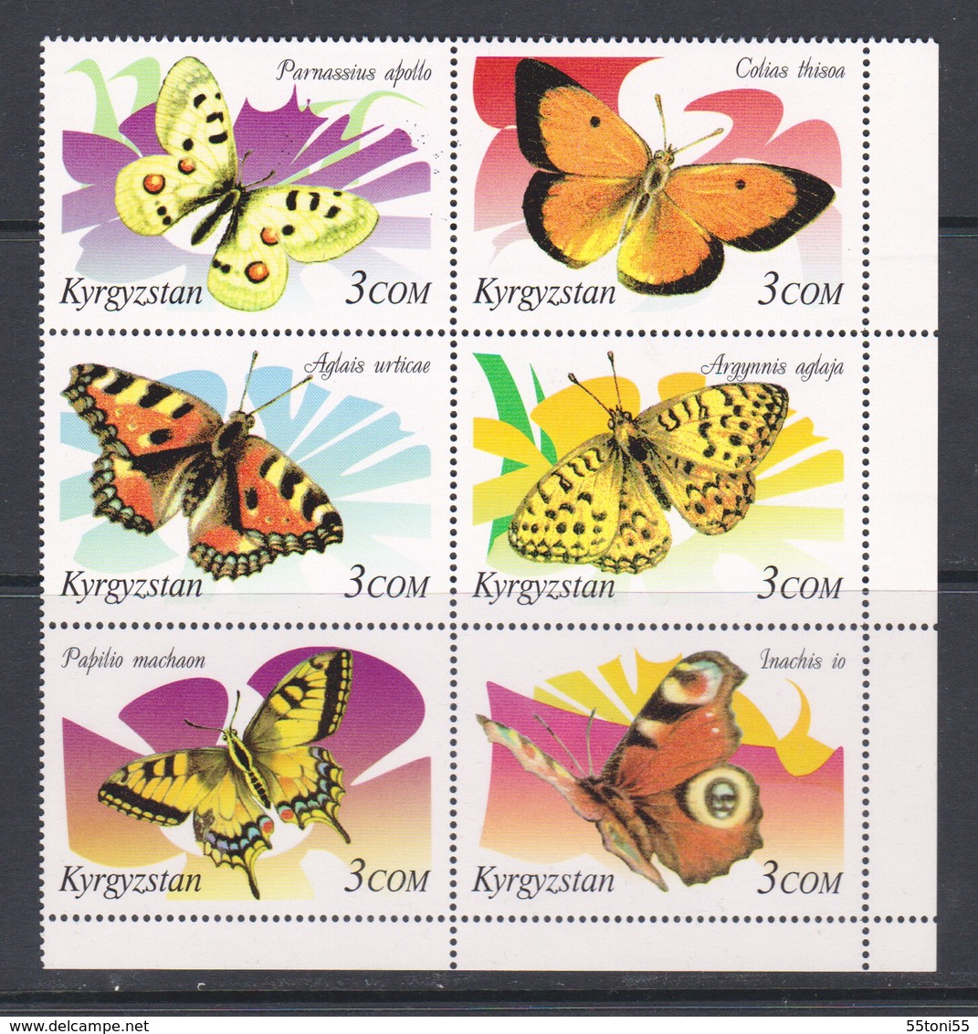 2000  Butterflies  6v.-MNH Kyrgyzstan - Butterflies