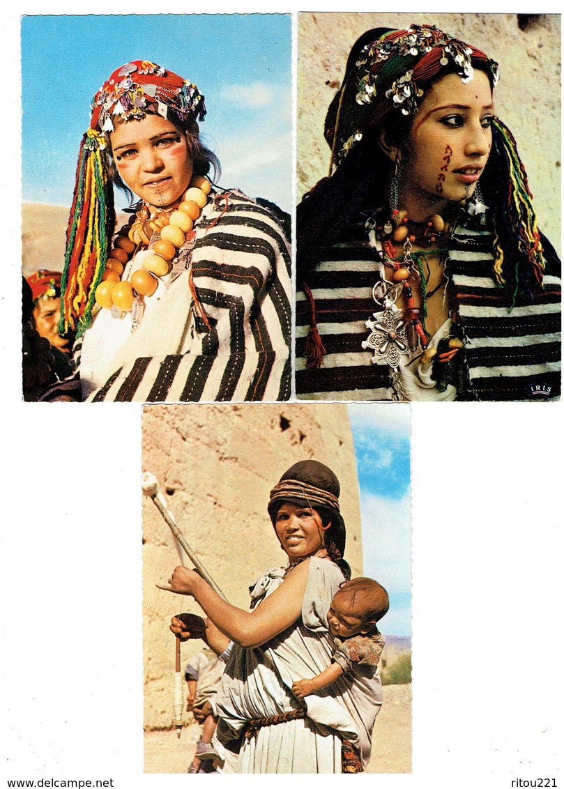 Lot 3 Cpm - MAROC - JEUNE FILLE Ait Haddiddou Femme Berbère Haut Atlas Fileuse Bébé - Sonstige & Ohne Zuordnung