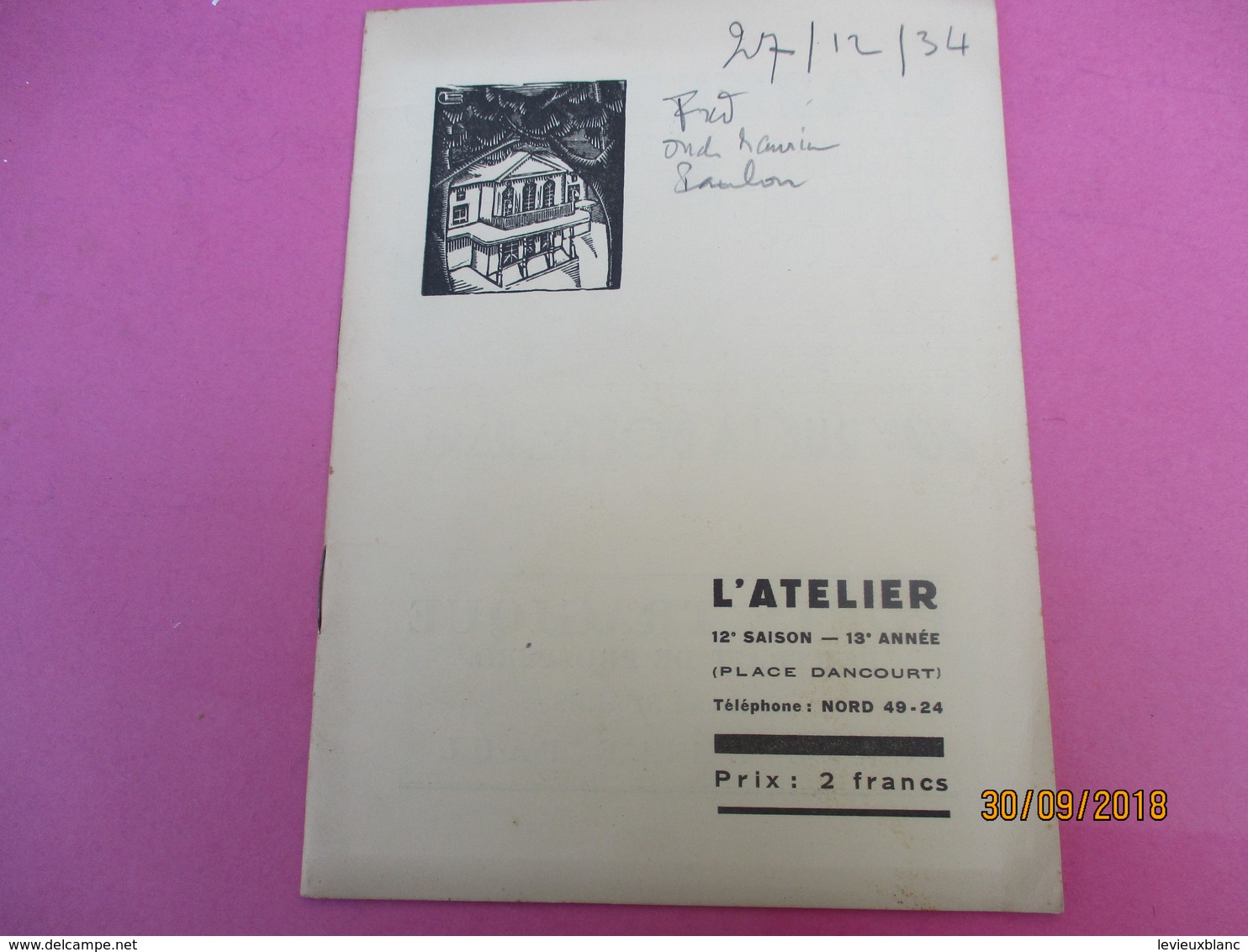 L'Atelier/Charles DULLIN/Rosalinde Ou Comme Il Vous Plaira/ SHAKESPEARE/ Vital/ JL Barrault/1934-35     PROG194 - Programmes