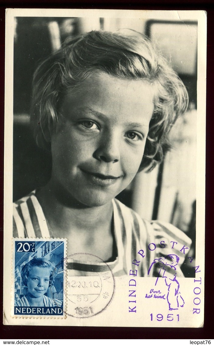 Pays Bas - Carte Maximum 1951 - Enfant - Carte Ayant Voyagé Vers La France - O 248 - Cartas Máxima