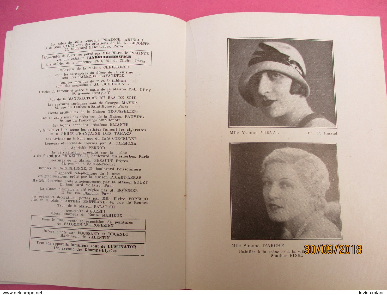 Théatre De PARIS/Volterra/Tovaritch/Jacques DEVAL/Elvire Popesco/Mirval/Renault/Delage/Chenard/Saison 1933-1934  PROG195 - Programmes