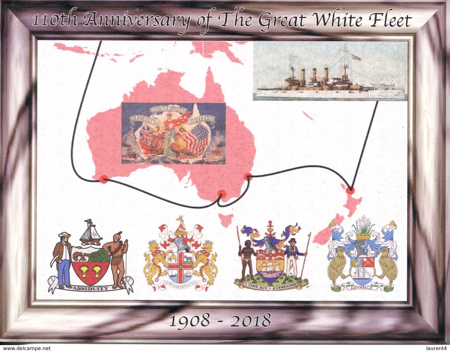 110th Anniversary Of The Great White Fleet Visit To New Zealand And Australia (with Map) - Guerra