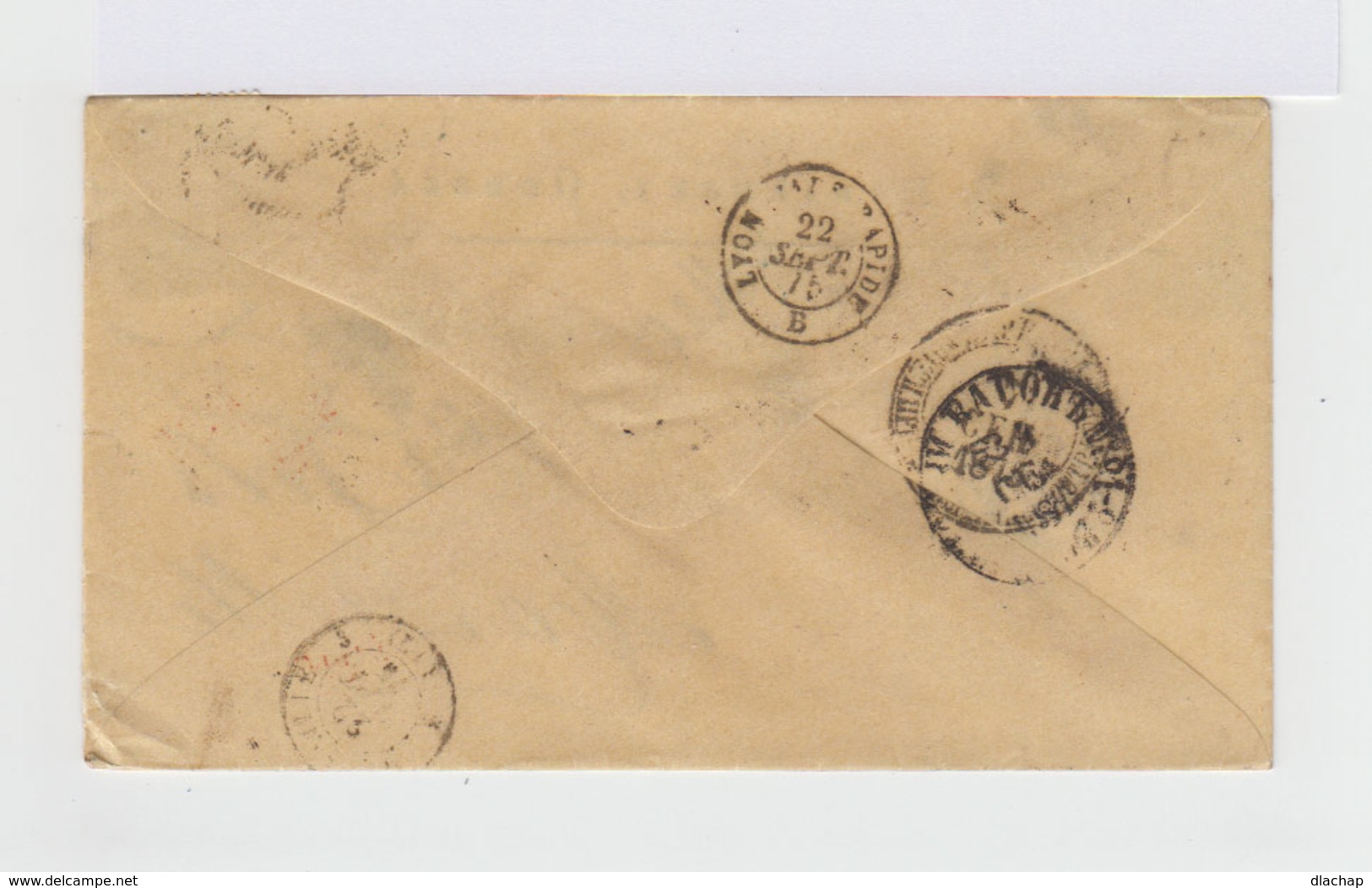 Sur Enveloppe Empire Russe Armoiries 5 K Noir Et Lilas Et 8 K Gris Et Rose. CAD Odessa 1875. (717) - Machines à Affranchir (EMA)