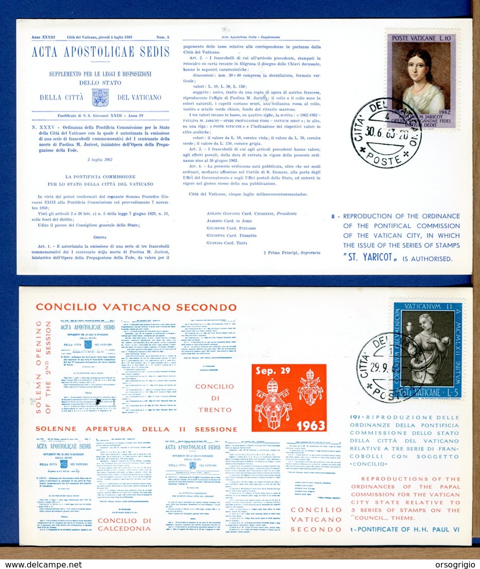 VATICANO - 1963 - ACTA APOSTOLICAE SEDIS - Cartoline I° Giorno Simili Ai Bollettini Ministeriali - Varietà E Curiosità