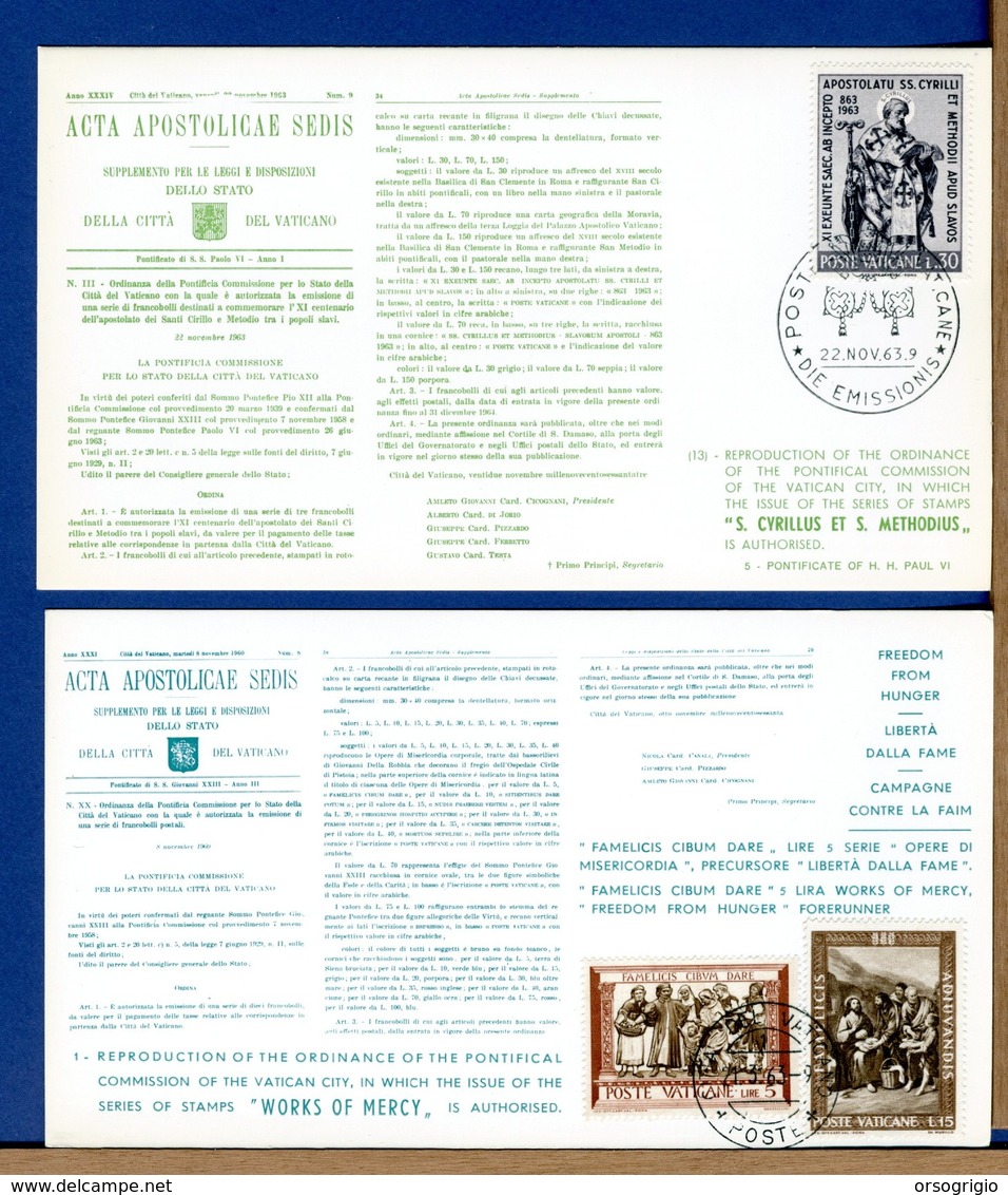 VATICANO - 1963 - ACTA APOSTOLICAE SEDIS - cartoline I° giorno simili ai bollettini ministeriali