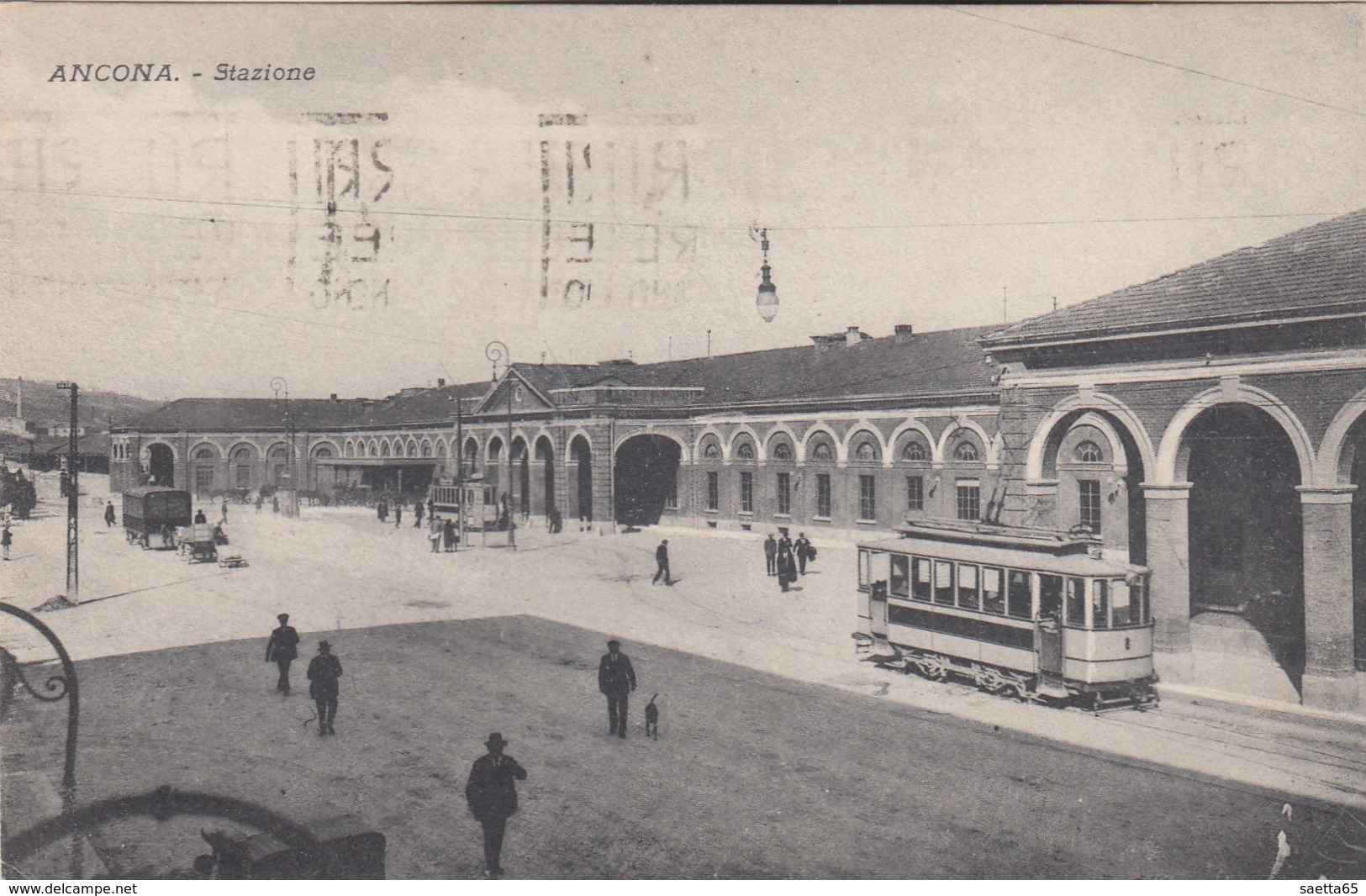 ANCONA   -VEDUTA STAZIONE E TRAM -TARGHETTA - Ancona