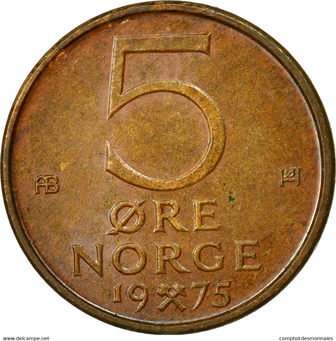 Monnaie, Norvège, Olav V, 5 Öre, 1975, TTB, Bronze, KM:415 - Norvège