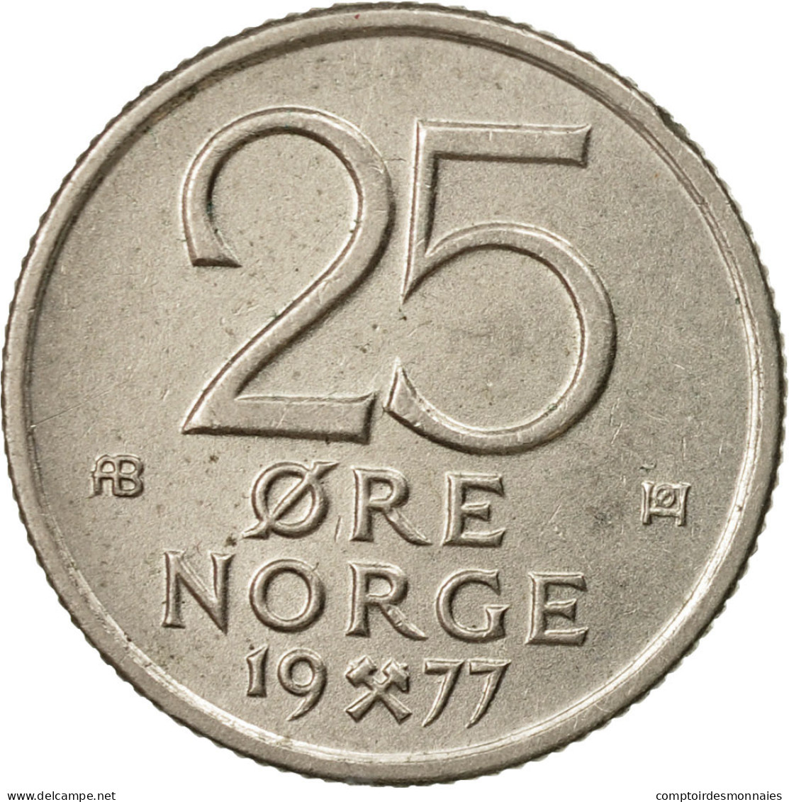 Monnaie, Norvège, Olav V, 25 Öre, 1977, TTB, Copper-nickel, KM:417 - Norvège