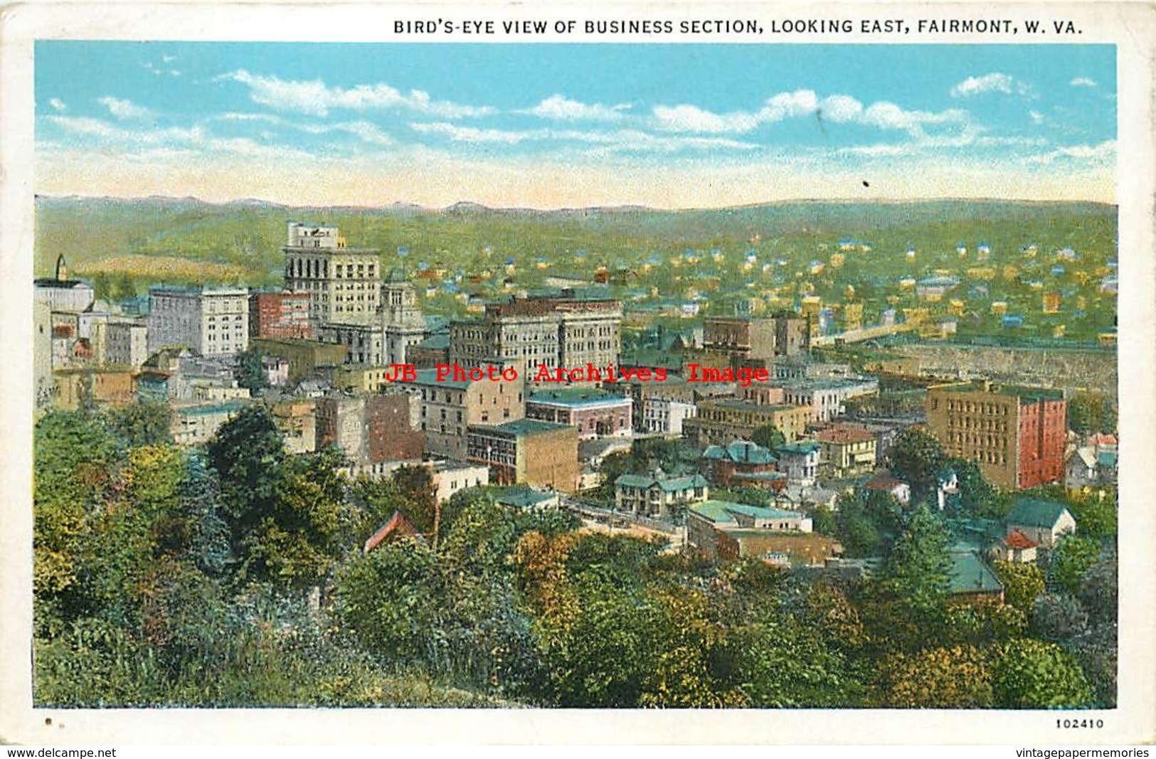 283125-West Virginia, Fairmont, Bird's Eye View Of Business Section, Looking East, Curt Teich No 102410 - Altri & Non Classificati