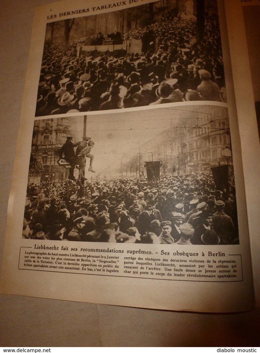 1919 LE MIROIR:Nos Chasseurs à Essweiler;Berlin;Bruges;Cologne;Désastre Au BEMBRIDGE LEDGE;Chasse Des Sous-marins;etc - French