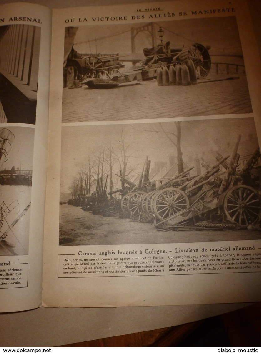 1919 LE MIROIR:Nos chasseurs à Essweiler;Berlin;Bruges;Cologne;Désastre au BEMBRIDGE LEDGE;Chasse des sous-marins;etc