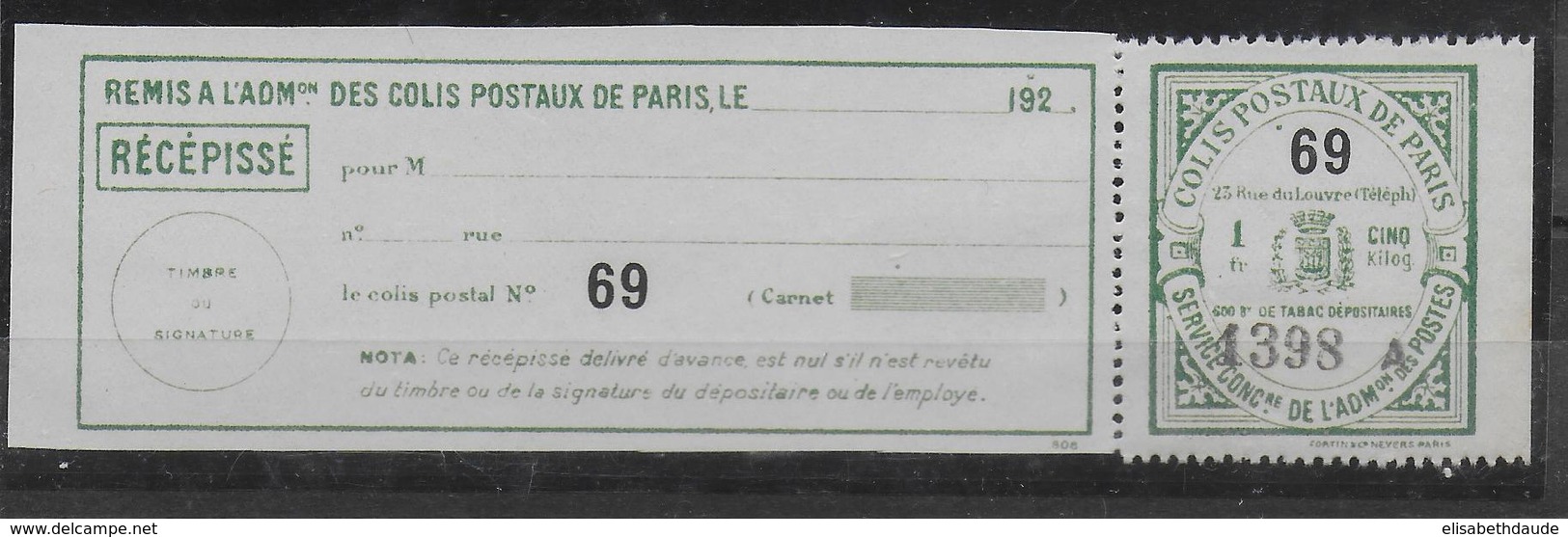 COLIS POSTAUX De PARIS - 1924 - MAURY N° 90 EMIS SANS GOMME  - COTE (2009) = 85 EUR. - Mint/Hinged