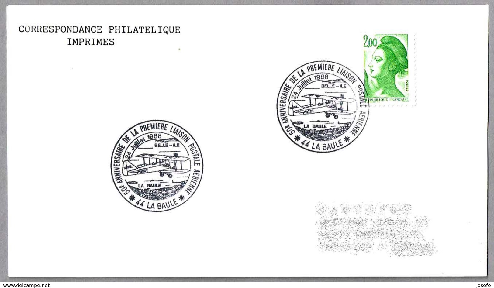 50 Años Del PRIMER CORREO AEREO - 50 Year FIRST AIR MAIL. La Vaule 1988 - Correo Postal