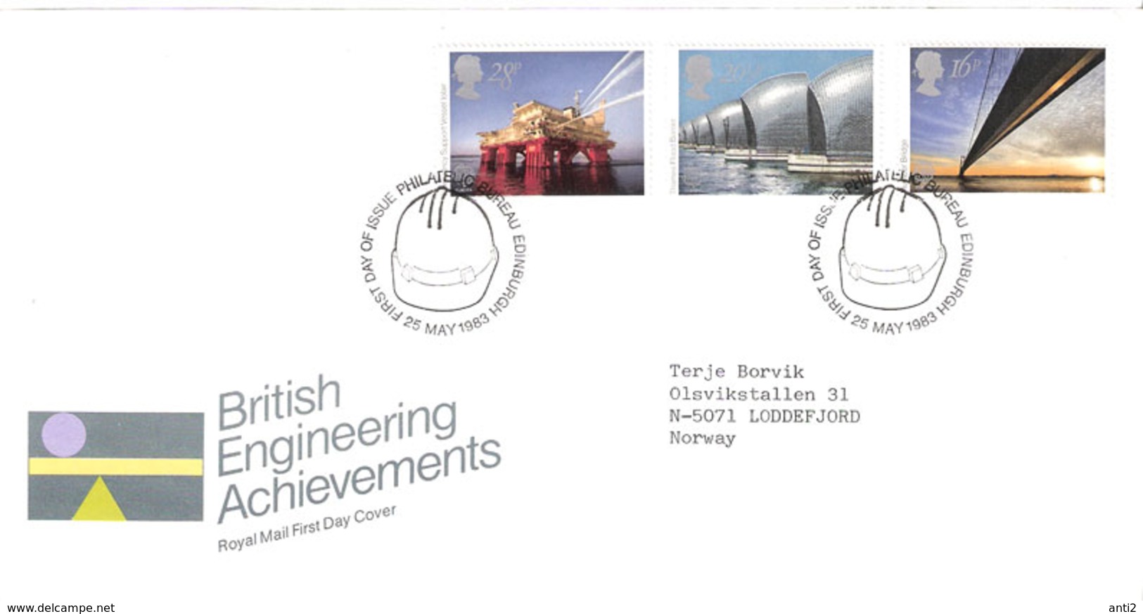 Great Britain 1983 Europa: British Engineering Achievements 953-955, FDC - Covers & Documents