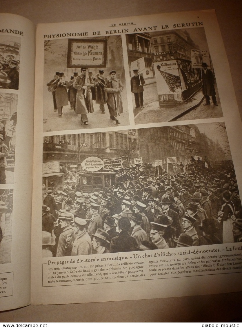 1919 LE MIROIR:Yougo-Slavie ; Berlin; La Poste Belge à Dusseldorf; Les Funérailles Nationales De Théodore Roosevelt;etc - Francés