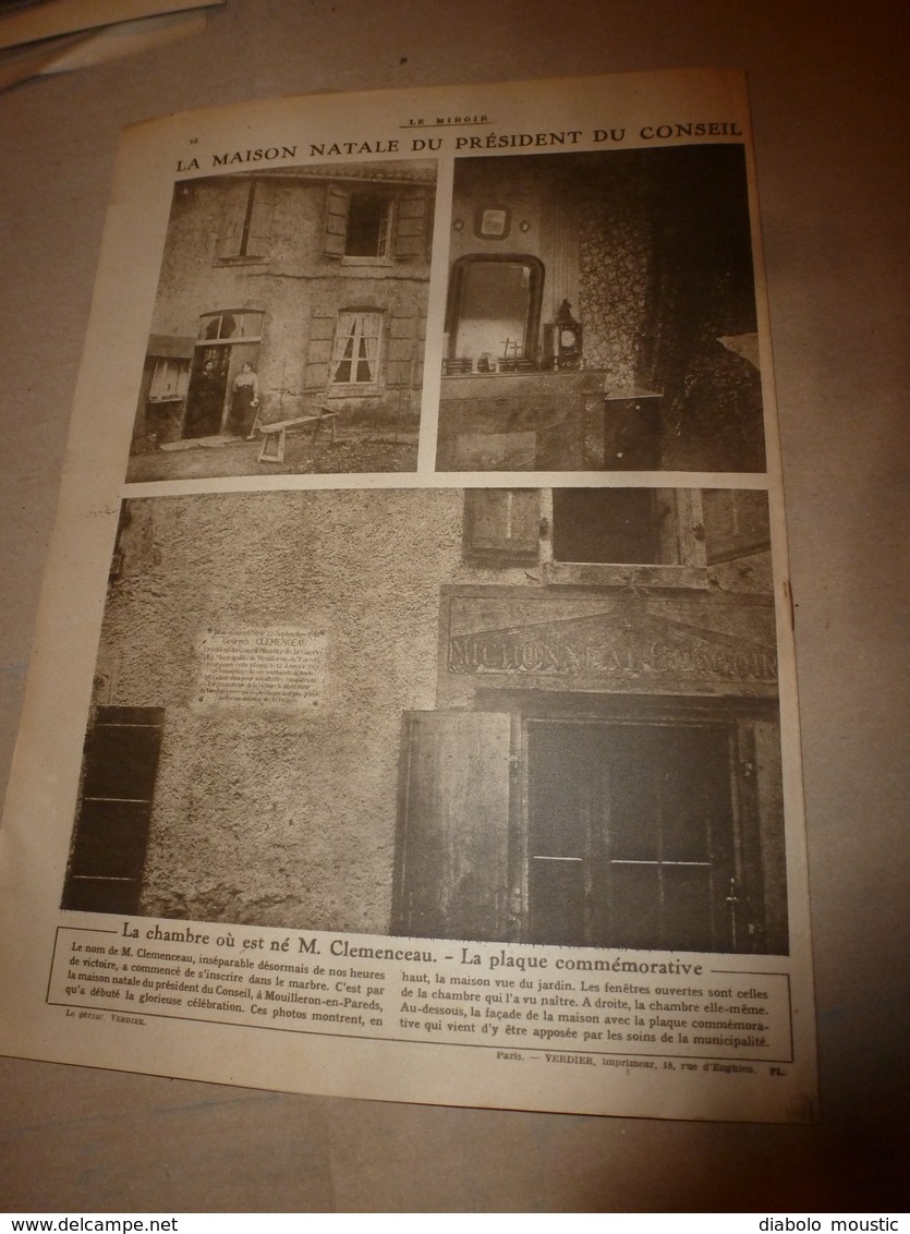 1919 LE MIROIR:Yougo-Slavie ; Berlin; La poste belge à Dusseldorf; Les funérailles nationales de Théodore Roosevelt;etc