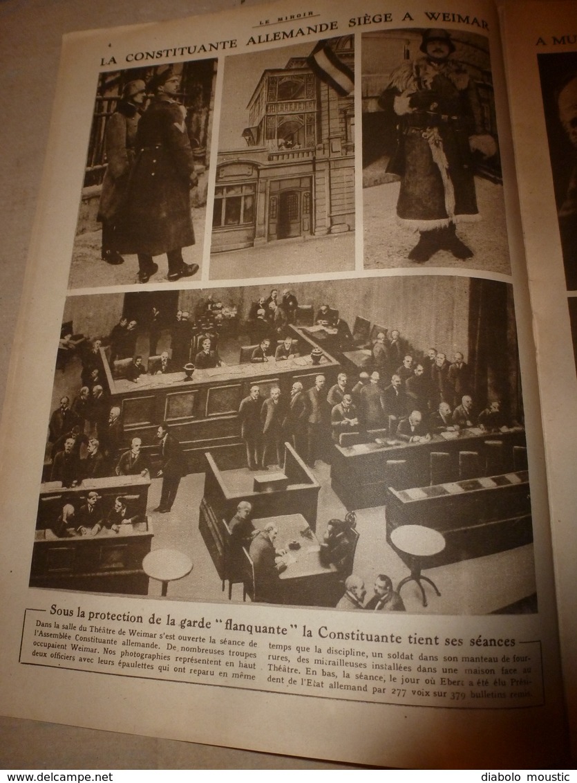 1919 LE MIROIR: Agram(Yougo-slavie;Douvres-Ostende;Weimar;Wimy Et Son Charbon;Valenciennes;Hydravion NCI;etc - Français