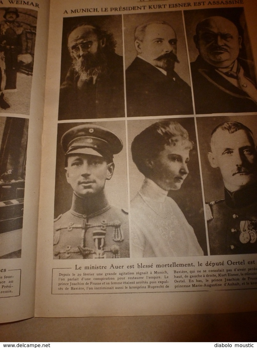 1919 LE MIROIR: Agram(Yougo-slavie;Douvres-Ostende;Weimar;Wimy Et Son Charbon;Valenciennes;Hydravion NCI;etc - Französisch