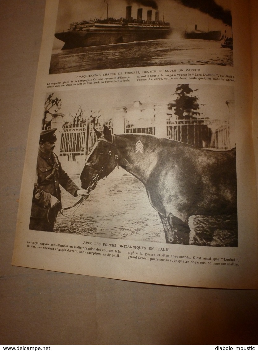 1919 LE MIROIR:Obus 420 KRUPP à Essen;Les françaises épousent les soldats américains et anglais;L'AQUITANIA fautif;etc