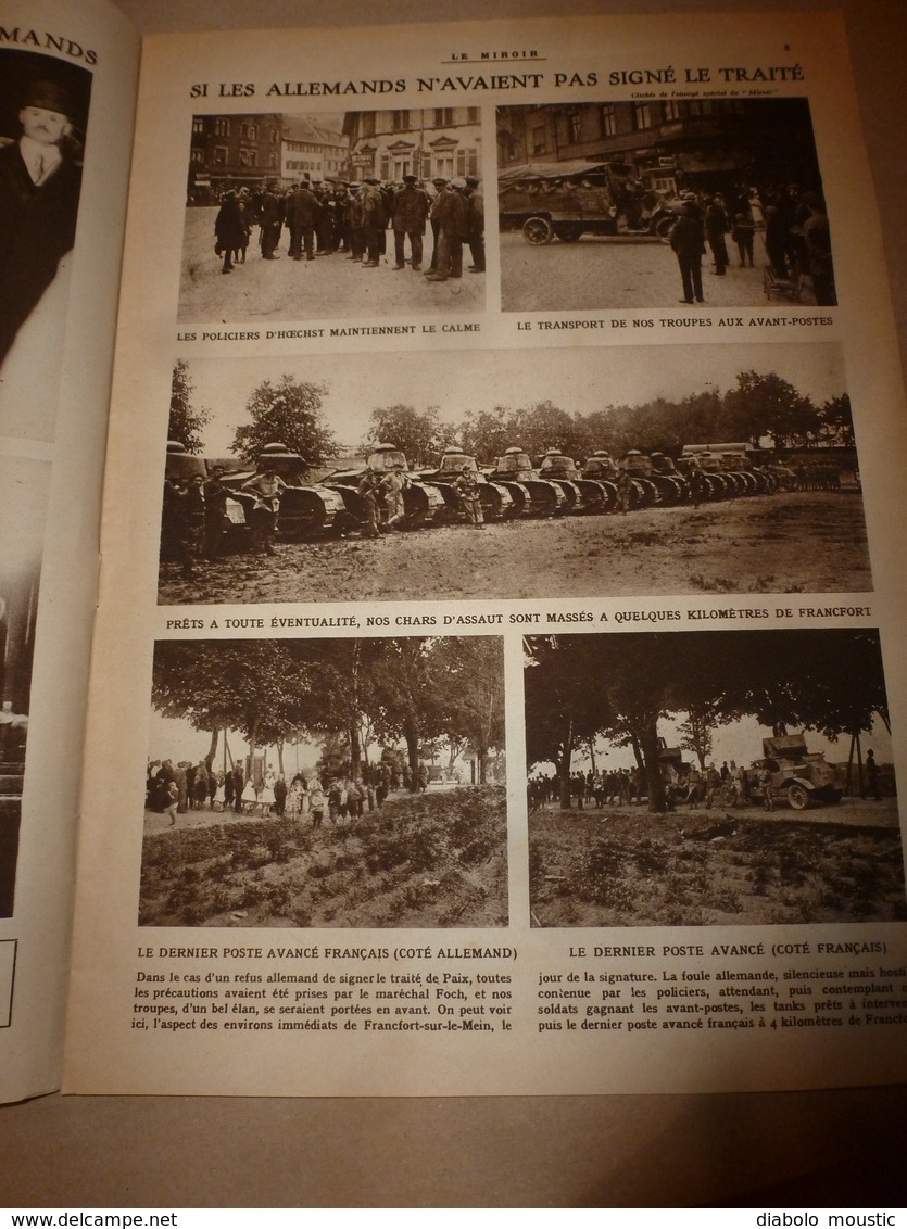 1919 LE MIROIR:Pendant Signature Du Traité à Paris ,Francfort-sur-le-M Encerclé;Une Brave Baleine Trompe Les Anglais;etc - Französisch