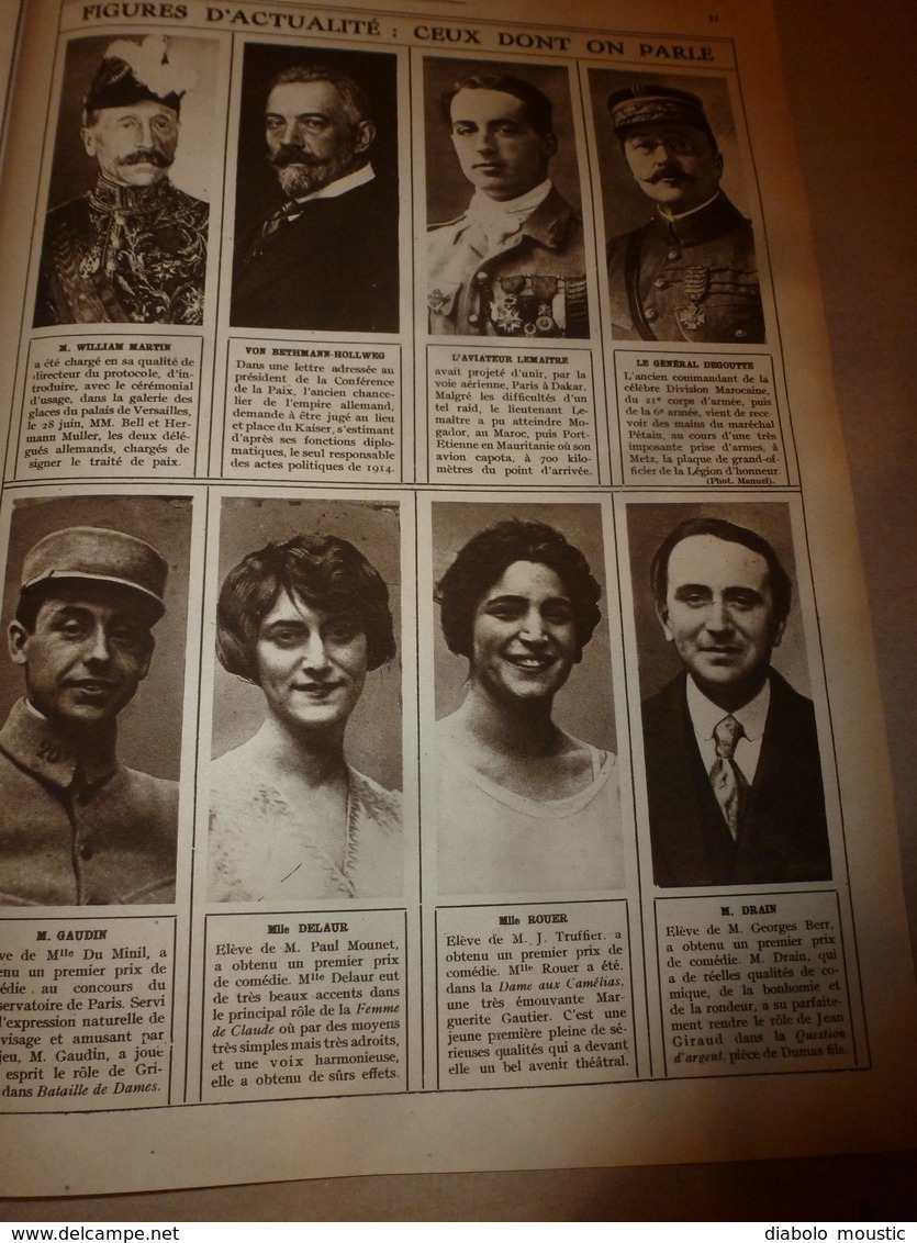 1919 LE MIROIR:Pendant signature du traité à Paris ,Francfort-sur-le-M encerclé;Une brave baleine trompe les anglais;etc