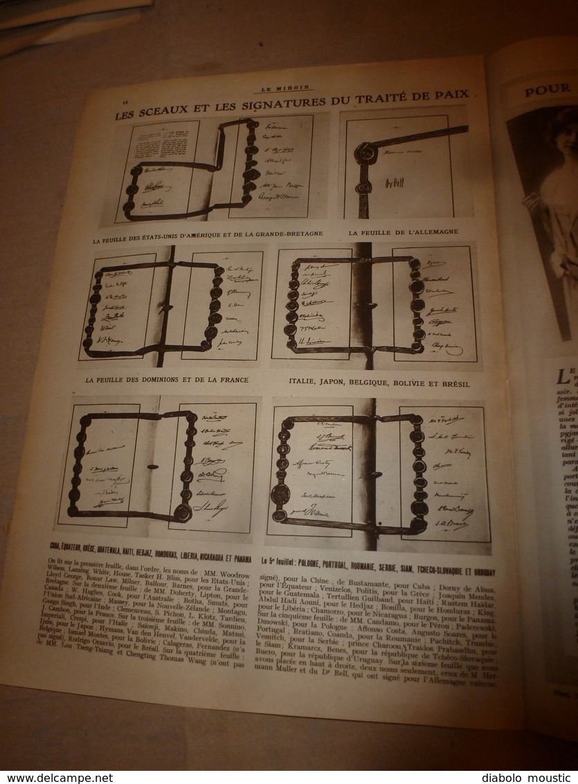1919 LE MIROIR:Pendant signature du traité à Paris ,Francfort-sur-le-M encerclé;Une brave baleine trompe les anglais;etc