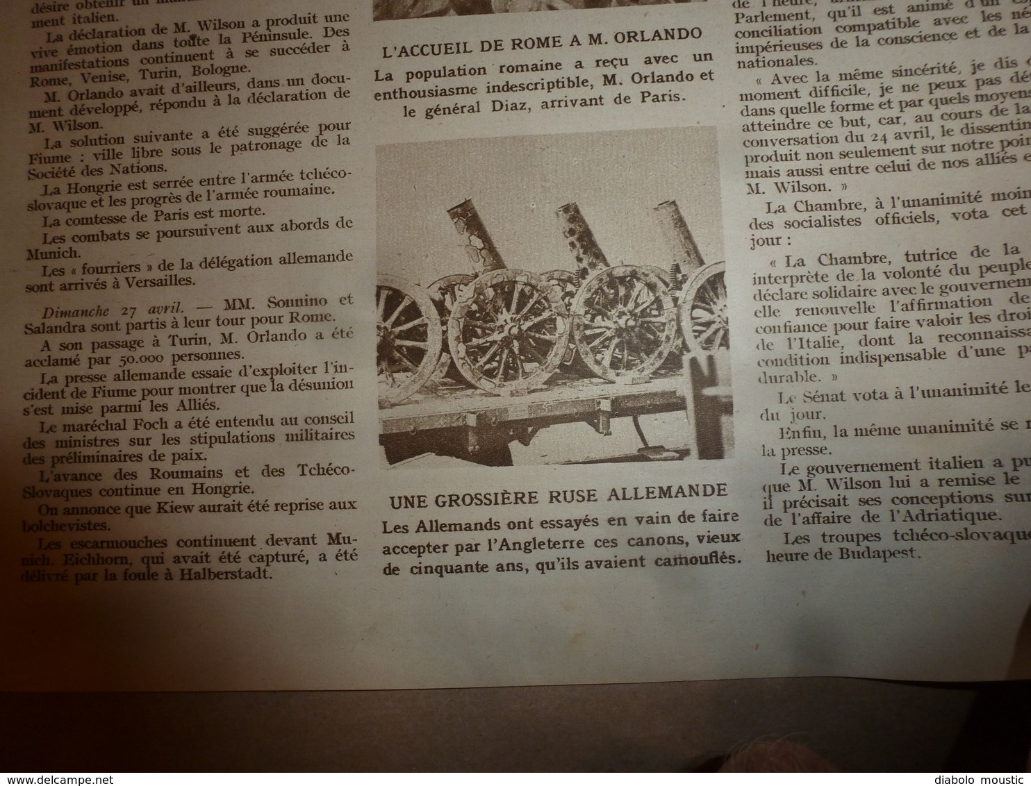 1919 LE MIROIR:Bizarre;Reine Marie inaugure Nouvel ORIENT-ESPRESS;Retour des danois du SCHLESWIG;Anzacs à London;etc