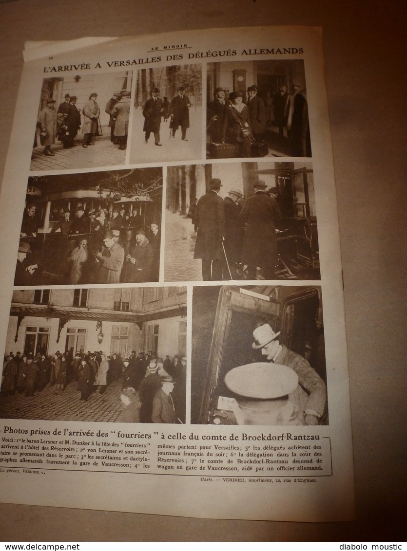 1919 LE MIROIR:Bizarre;Reine Marie inaugure Nouvel ORIENT-ESPRESS;Retour des danois du SCHLESWIG;Anzacs à London;etc