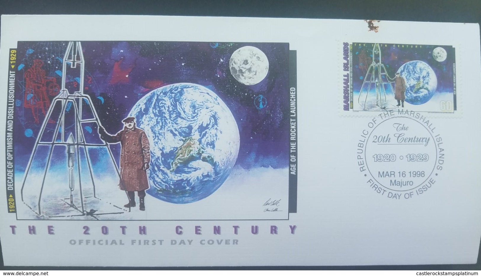 O) 1998 MARSHALL ISLANDS, SPACE, JOHN GLENN - DECADE OF OPTIMISM AND DISILLUSIONMENT- AGE OF THE ROCKET LAUNCHED, FDC XF - Marshall Islands