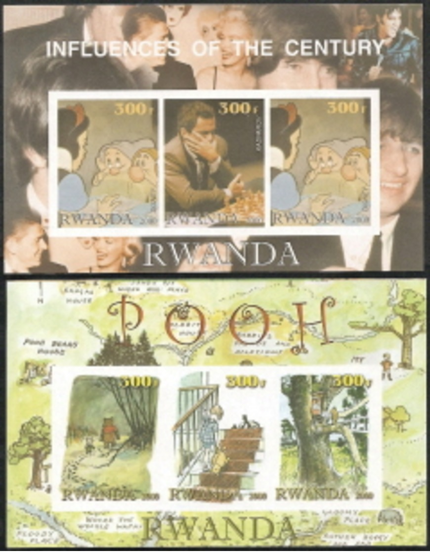 Rwanda,  Scottt 2013 # New Issue,  Issued 2000,  Perf + Imper S/S Of 4,  MNH,  Cat $ 7.00, Disney - Unused Stamps