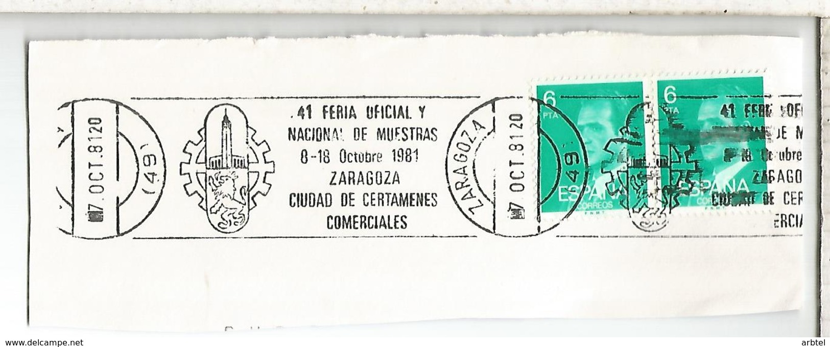 FRAGMENTO CON MATASELLOS RODILLO ZARAGOZA FERIA DE MUESTRAS - Cartas & Documentos