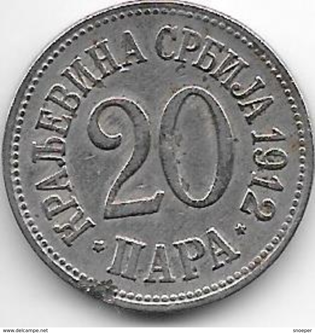 *serbia 20 Para  1912 Km 20   Vf - Serbie