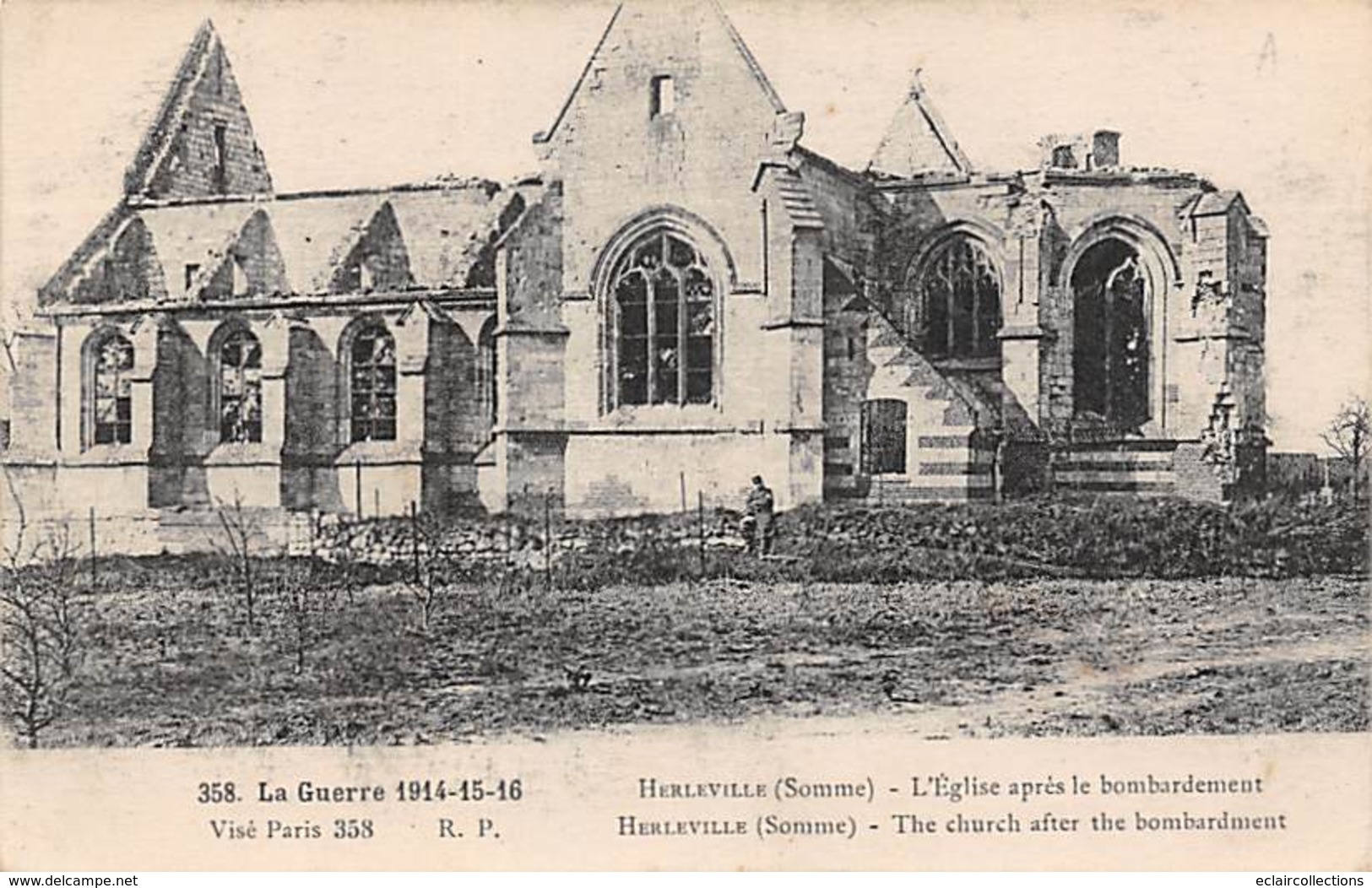 Herleville     80     Guerre 14/18   L'Eglise  Après Le Bombardement         (voir Scan) - Other & Unclassified