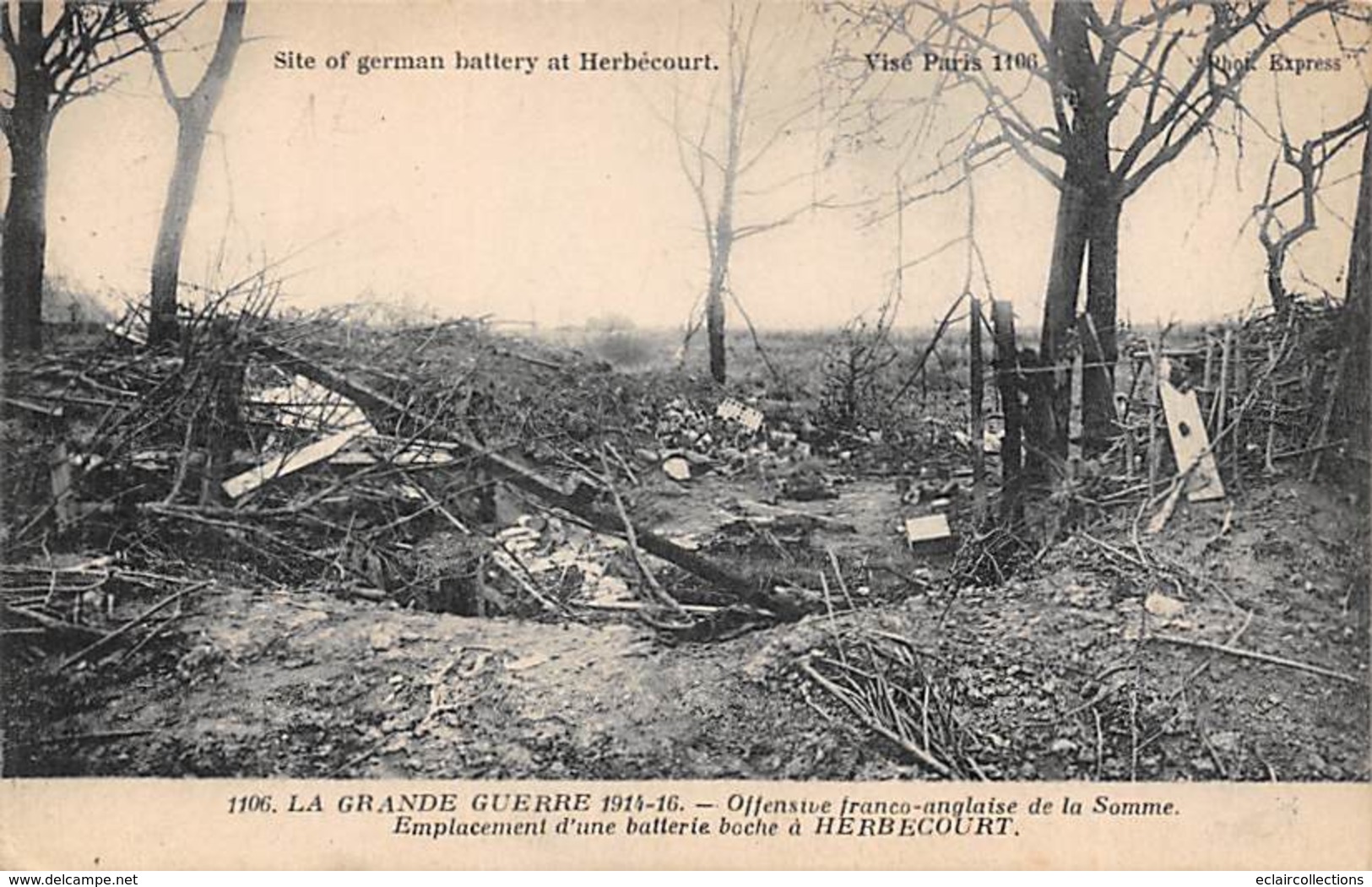 Herbecourt        80     Guerre 14/18    Emplacement D'une Batterie Boche         (voir Scan) - Autres & Non Classés