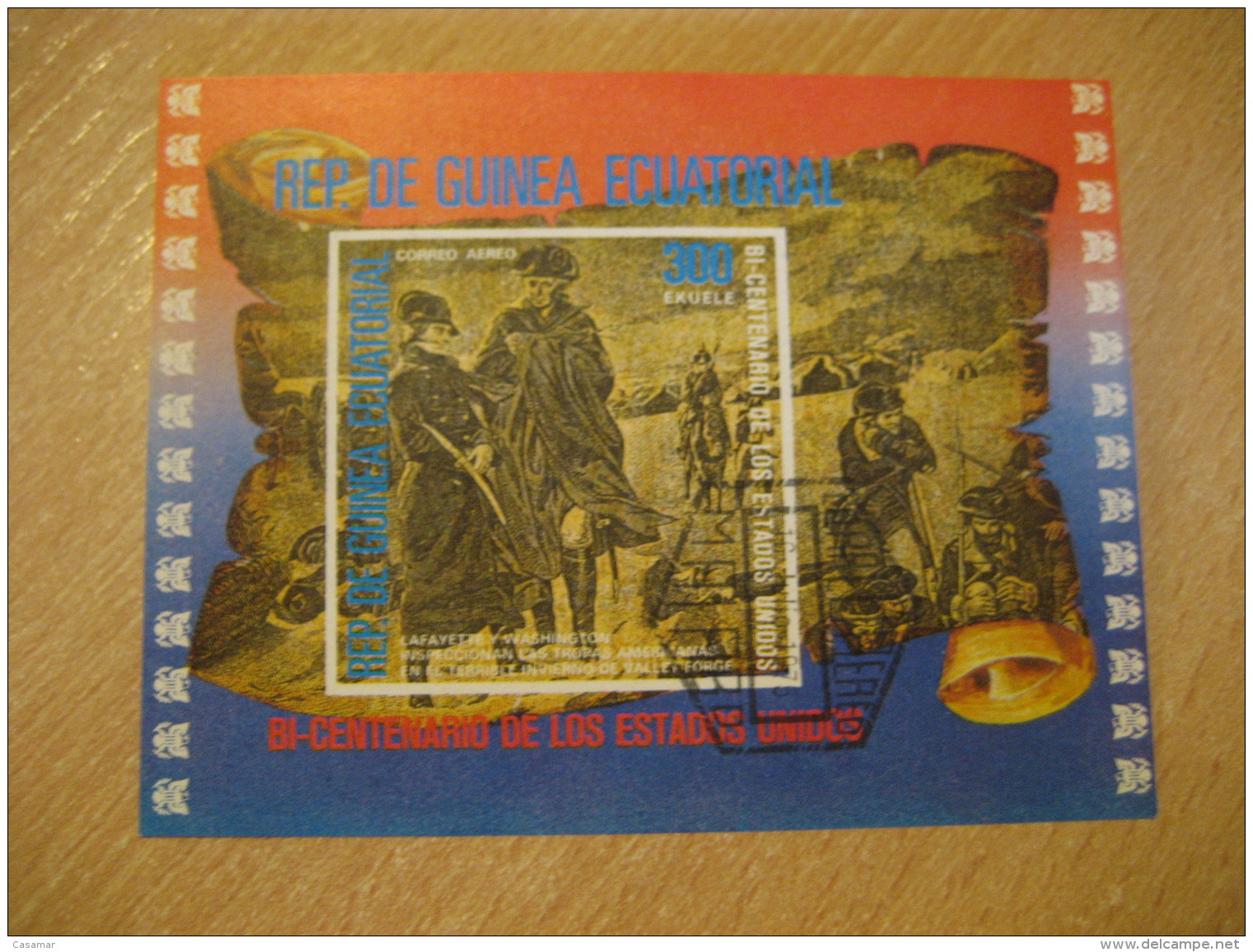 MALABO Guinea Ecuatorial 1976 Cancel Imperforated Bloc USA Bicentennial Lafayette Washington History - George Washington