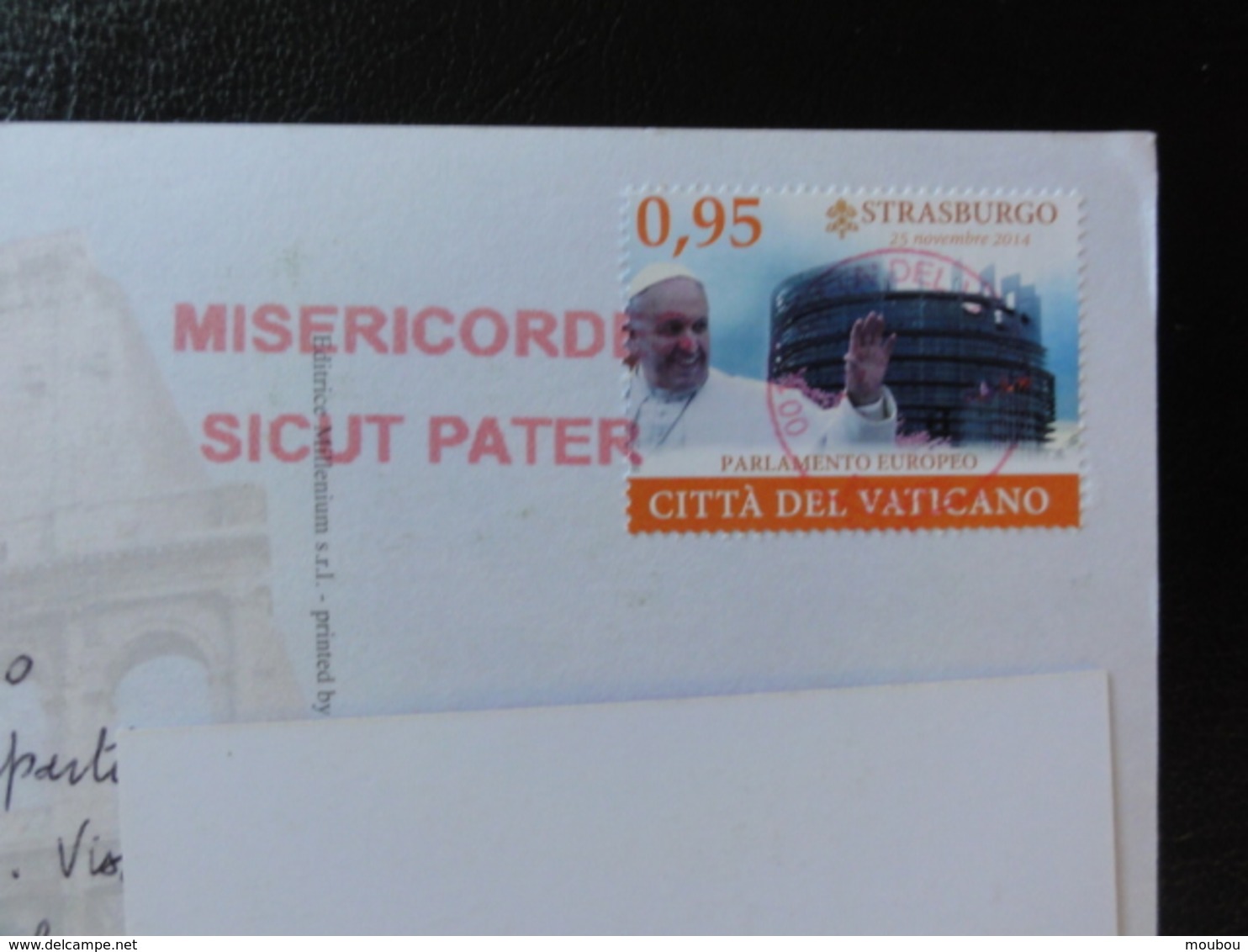 Flamme Misecorde Sicut Pater Sur Carte Postale (timbre:visite Du Pape Au  Parlement De Strasbourg) - 2017 - Maschinenstempel (EMA)