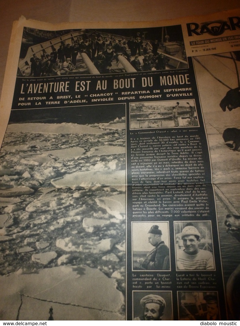 1949 RADAR: Marseille:Emeute au quartier noir;Match Cerdan-La Motta;Essaim d'abeilles contre Police-Secours aux USA;etc