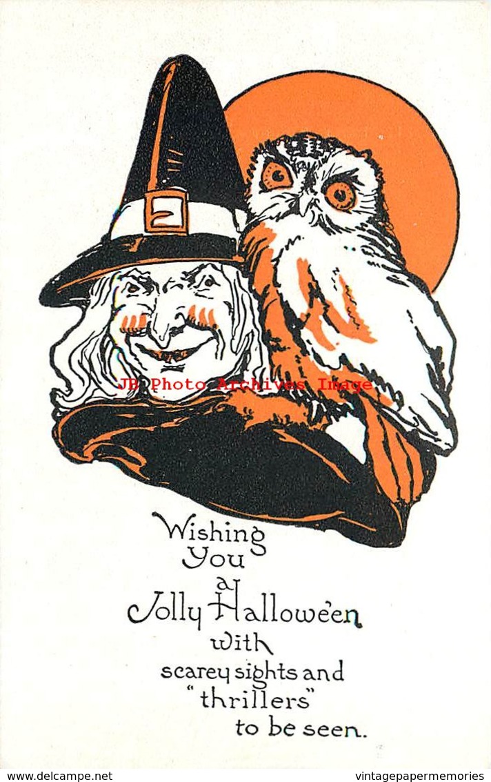 278033-Halloween,  Metropolitan No 1133a-2, Witch With Owl On Shoulder - Halloween