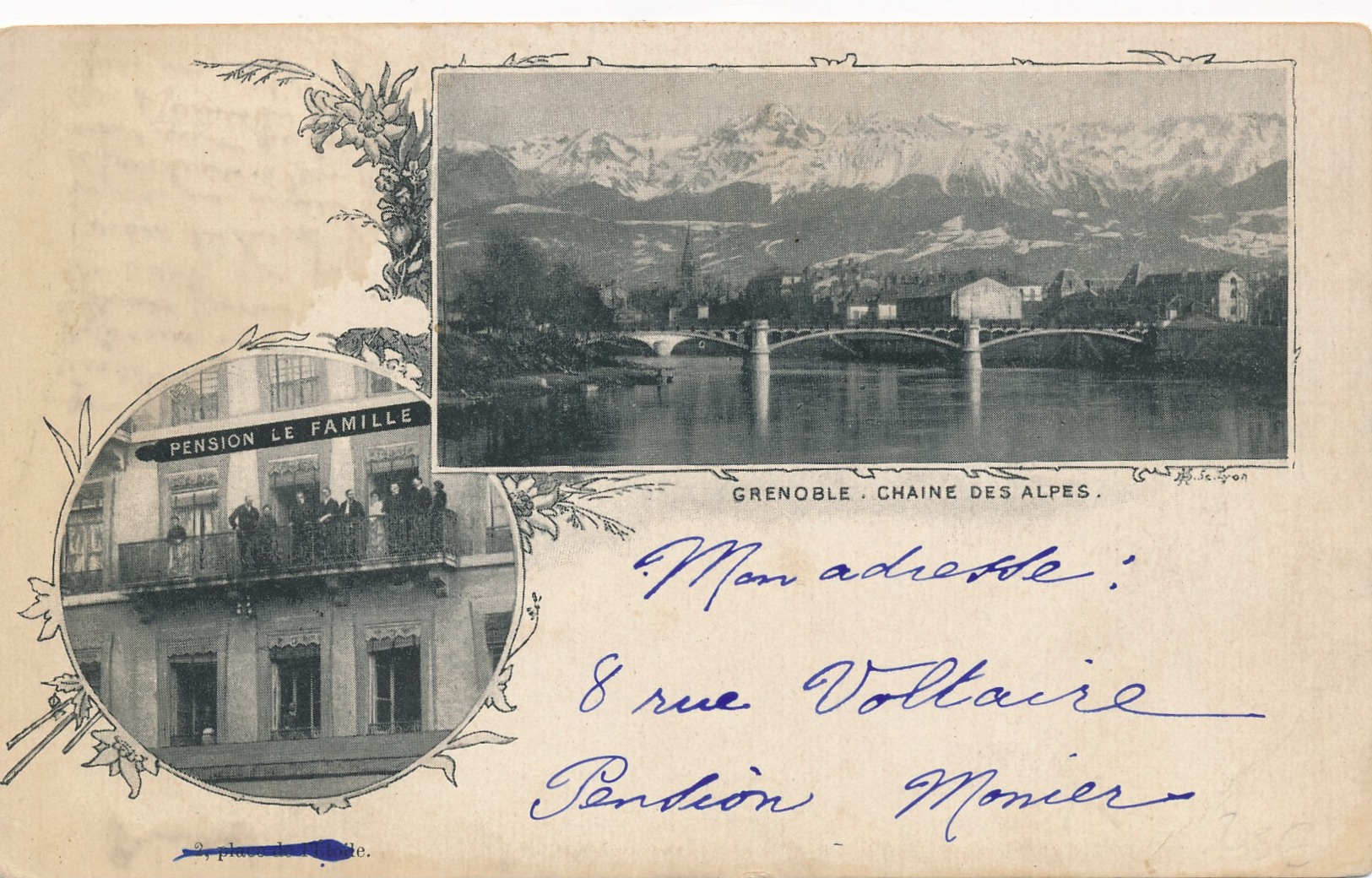 H153 - 38 - GRENOBLE - Isère - Pension De Famille Monier - Grenoble