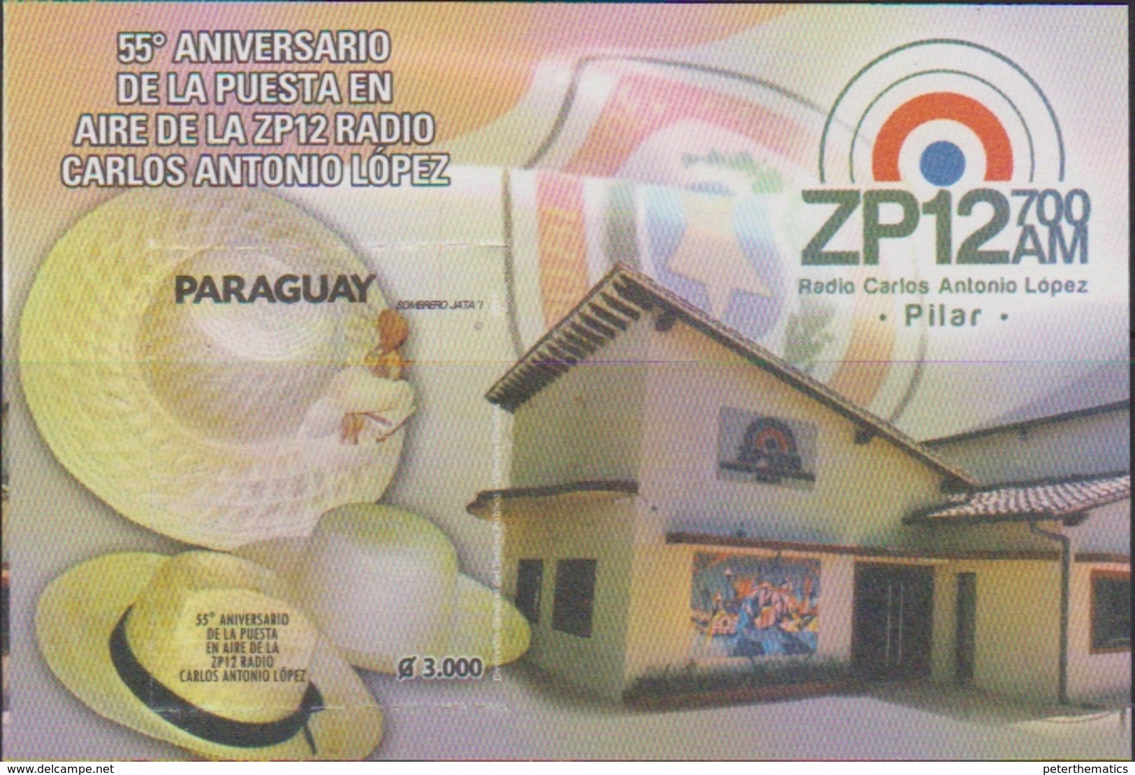 PARAGUAY, 2018, MNH,55th ANNIVERSARY OF ZP12 RADIO, CARLOS ANTONIO LOPEZ, RADIO, HATS, S/SHEET - Other & Unclassified