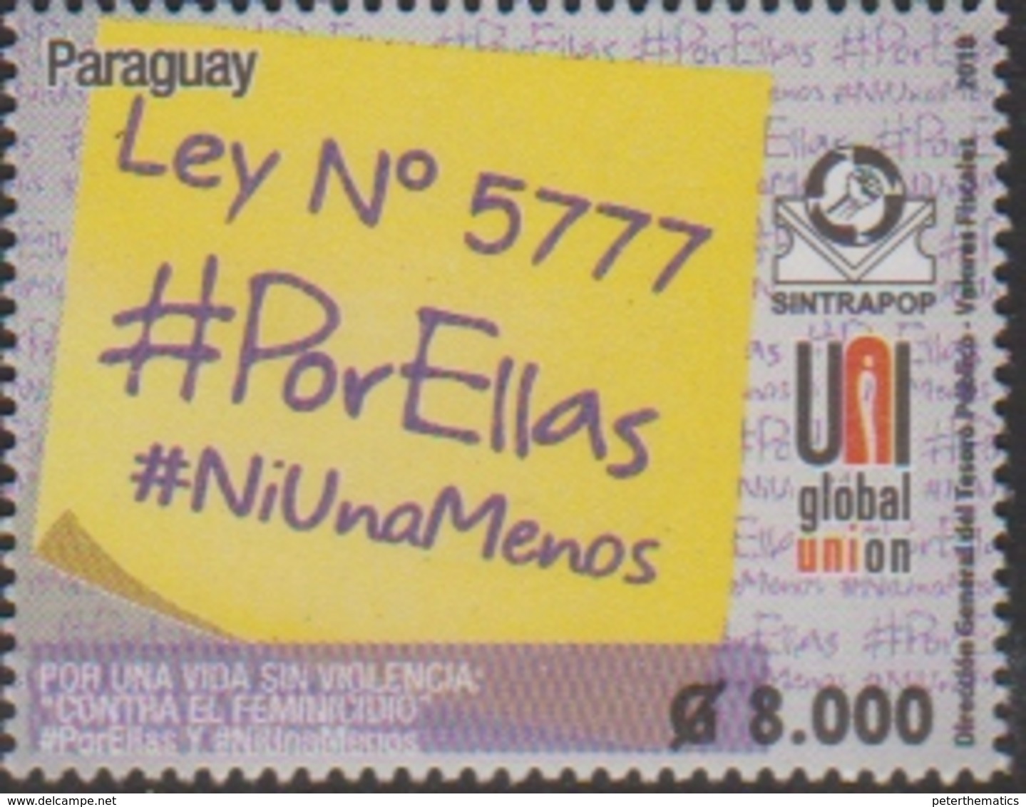 PARAGUAY, 2018, MNH, VIOLENCE AGAINST WOMEN, LAW 5777, 1v - Unclassified