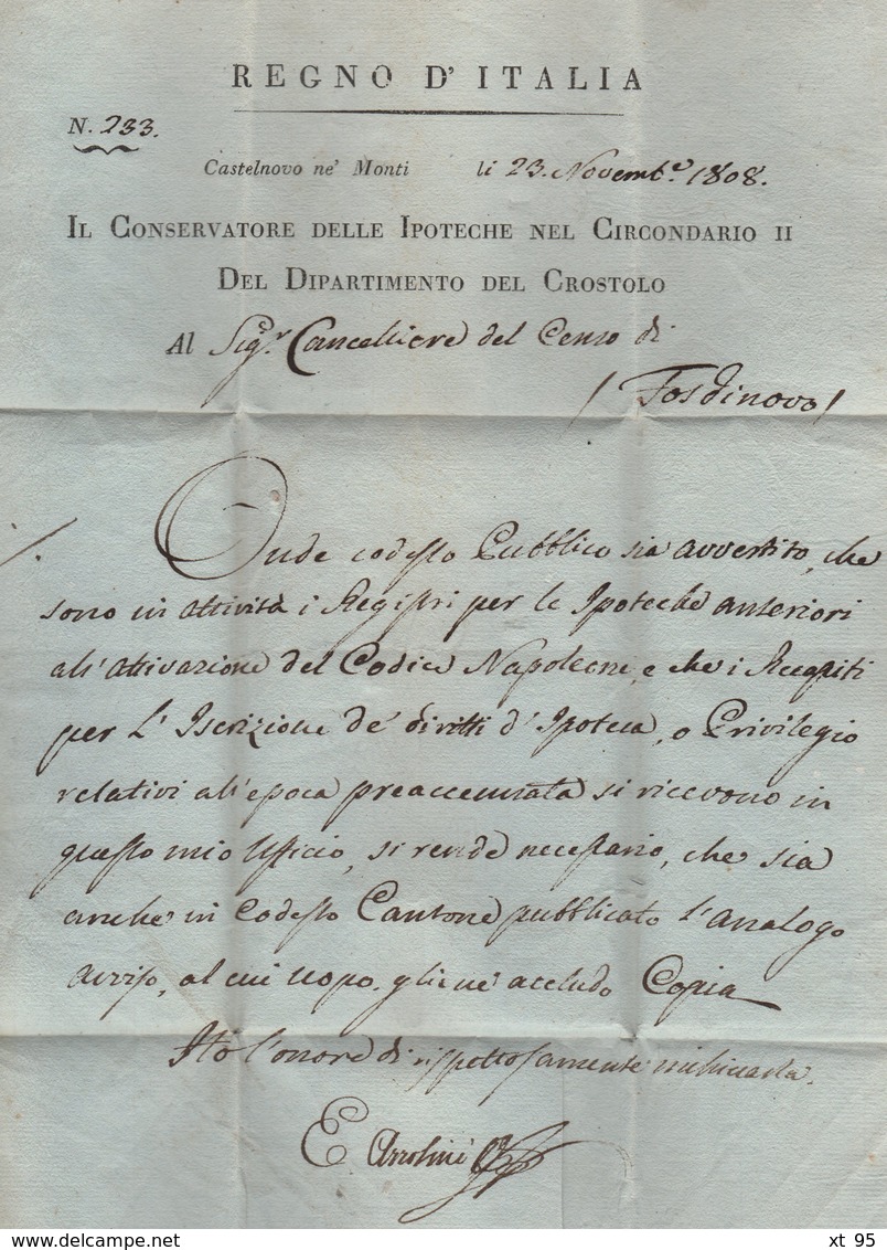 Fivizzano - 110 - 1808 - Lettre De Castelnovo Ne COnti - D'Uff Franche Jusqu A La Frontiere - Les Apennins - 1792-1815: Veroverde Departementen