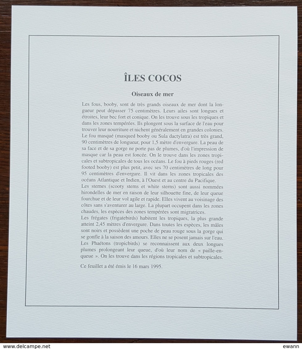 Iles Cocos - YT BF N°15 Sur Document - Exposition Philatélique Internationale - Neuf - 1995 - Cocos (Keeling) Islands