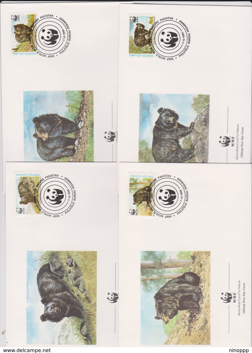 World Wide Fund For Nature 1989 Pakistan Bear Set 4 Official First Day Covers - FDC