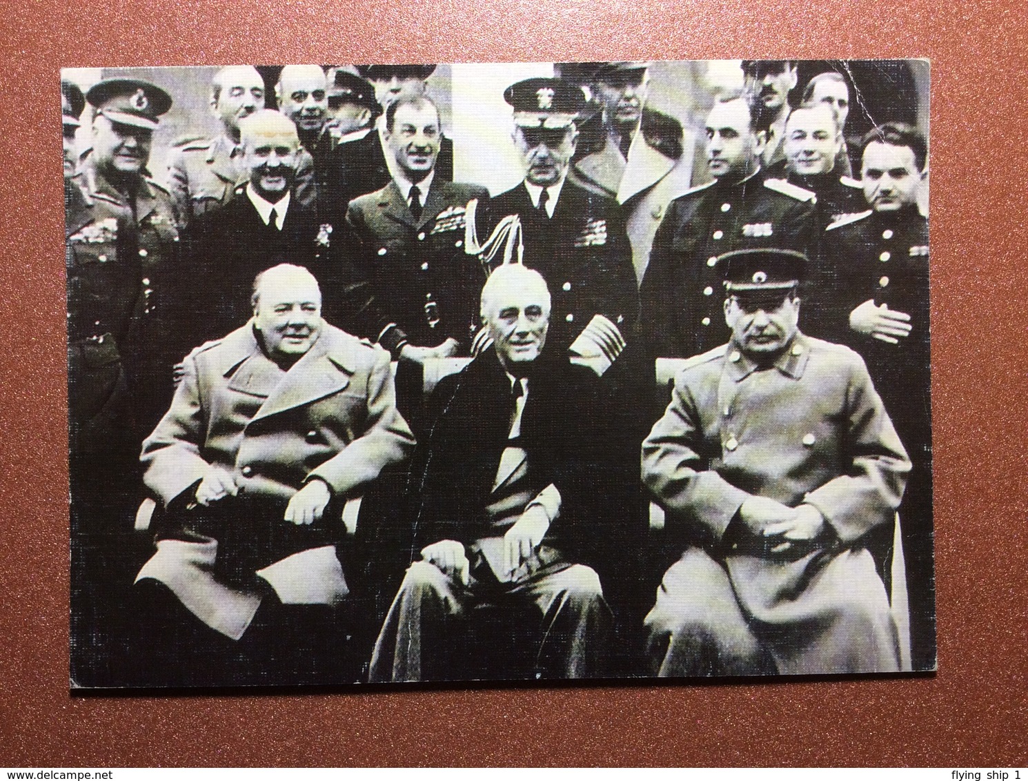 RARE Edit. Ukraine Sevastopol Photo Postcard. STALIN Churchill ROOSEVELT Yalta Conference In Italian Patio - Guerre 1939-45